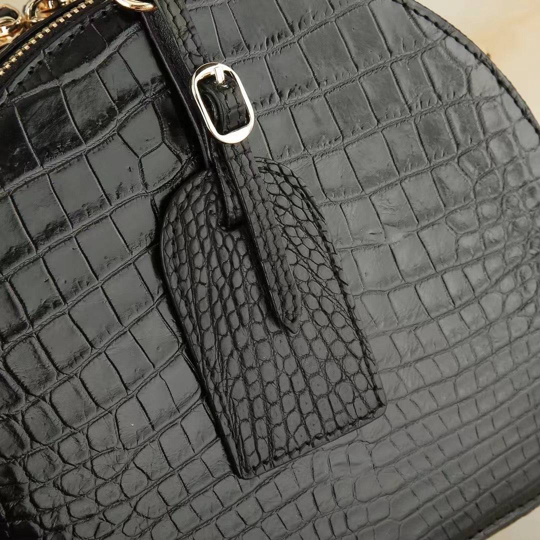 Womens Crocodile Leather Round Circle Apple Bag