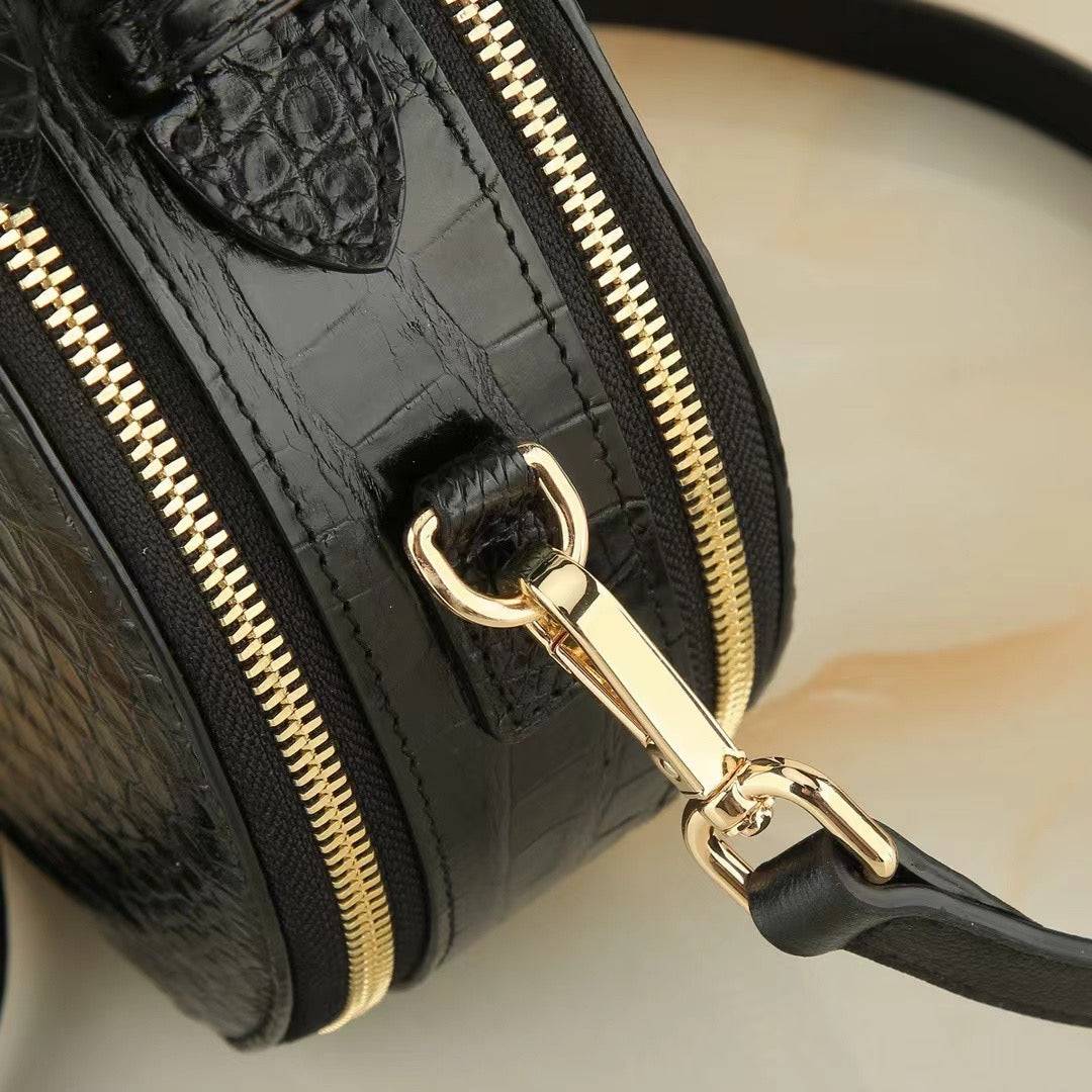 Womens Crocodile Leather Round Circle Apple Bag