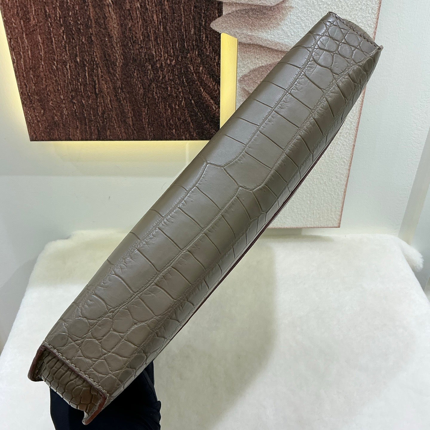 Matt Genuine Crocodile Leather Briefcase Karki