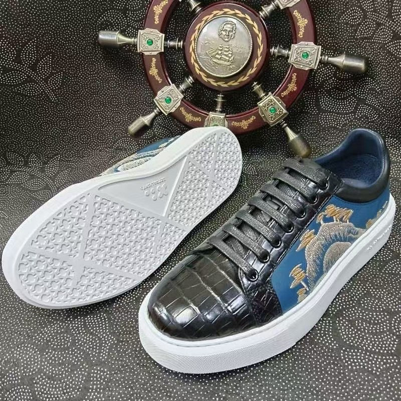 Crocodile Shoes , Genuine Crocodile Leather Sneakers Black