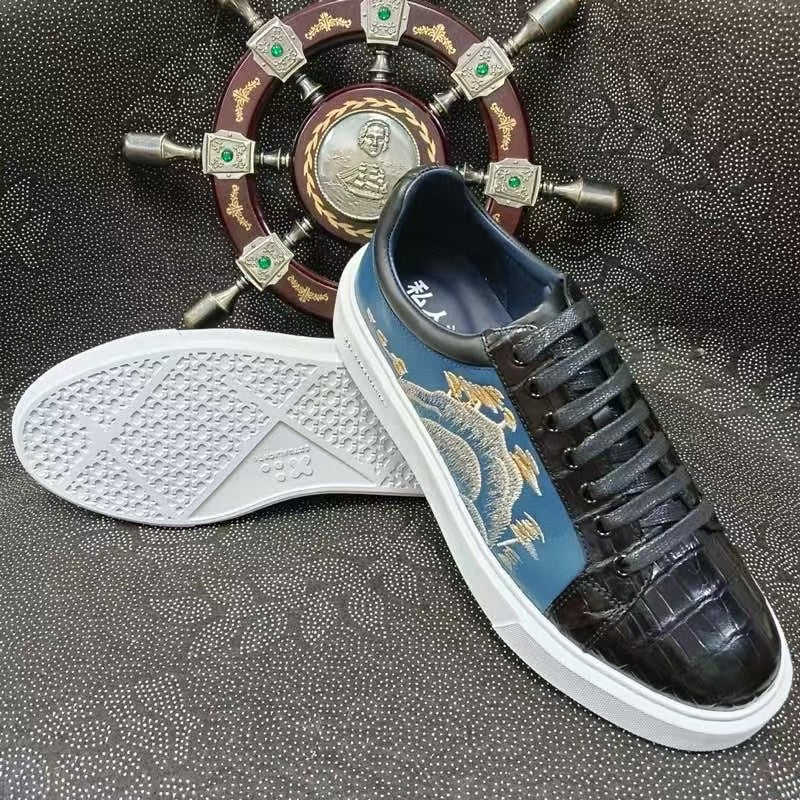 Crocodile Shoes , Genuine Crocodile Leather Sneakers Black