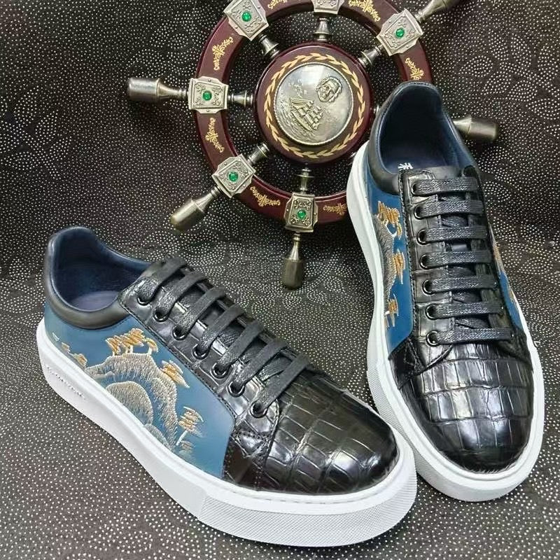 Crocodile Shoes , Genuine Crocodile Leather Sneakers Black