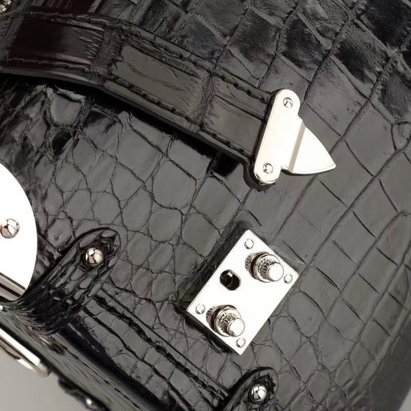 Unisex Genuine Crocodile Leather Box Cross Body Square Box Bag