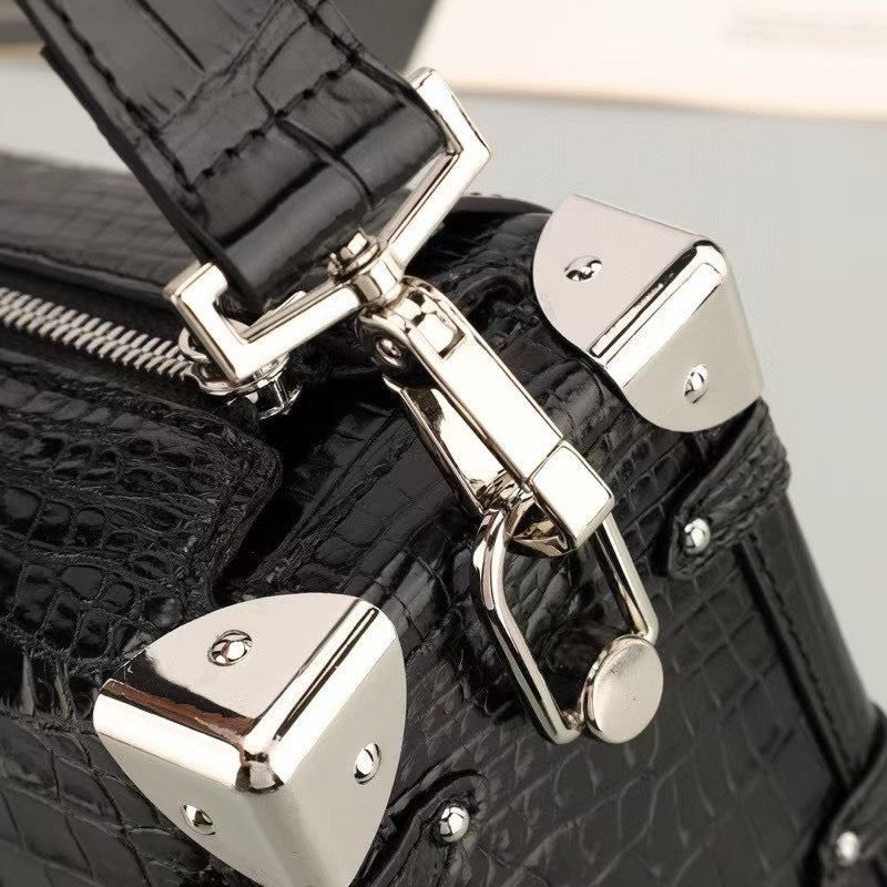 Unisex Genuine Crocodile Leather Box Cross Body Square Box Bag