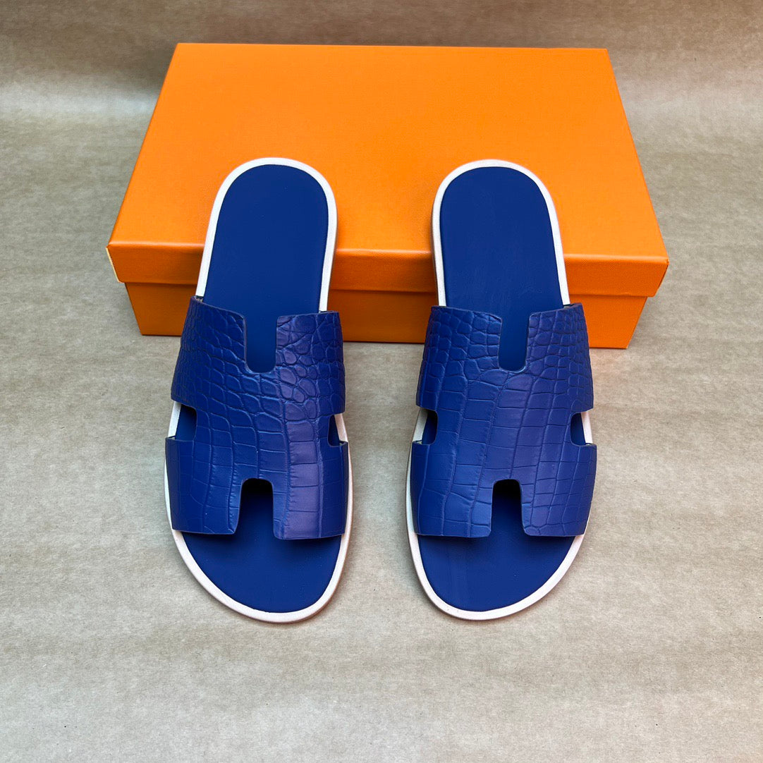 Men's Slippers , Crocodile Skin Leather Slippers