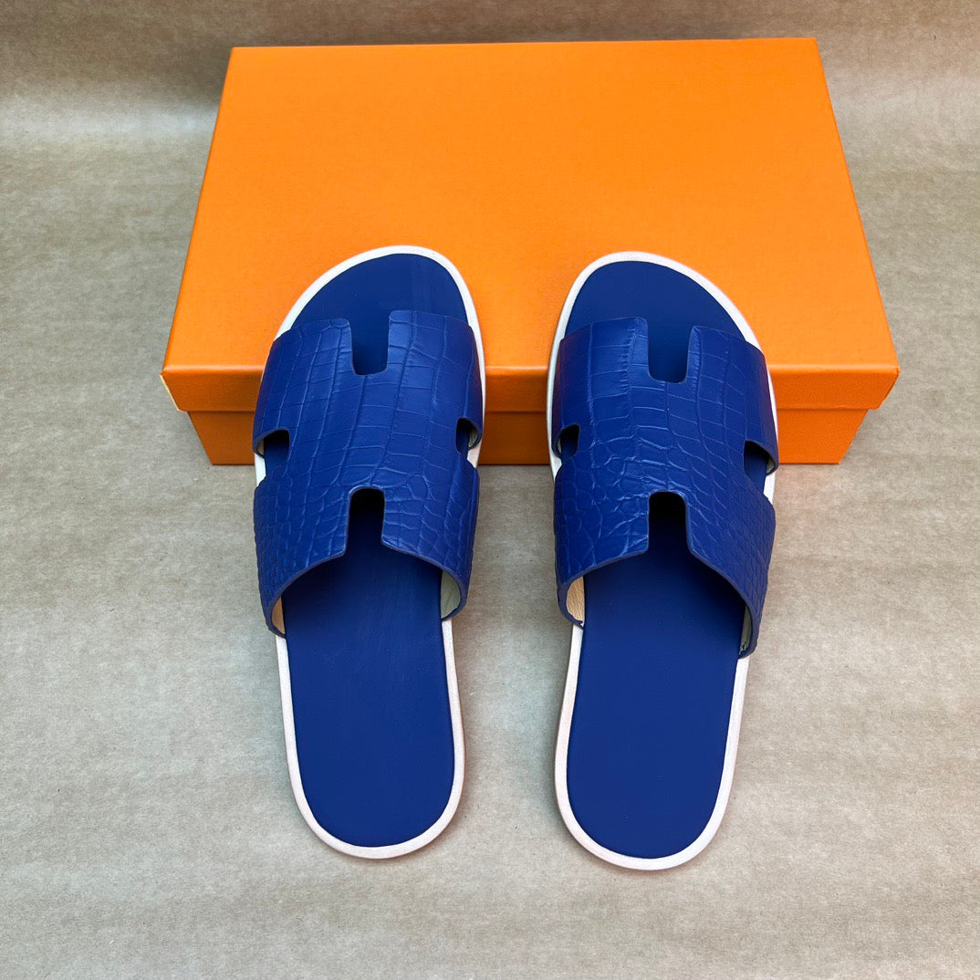 Men's Slippers , Crocodile Skin Leather Slippers