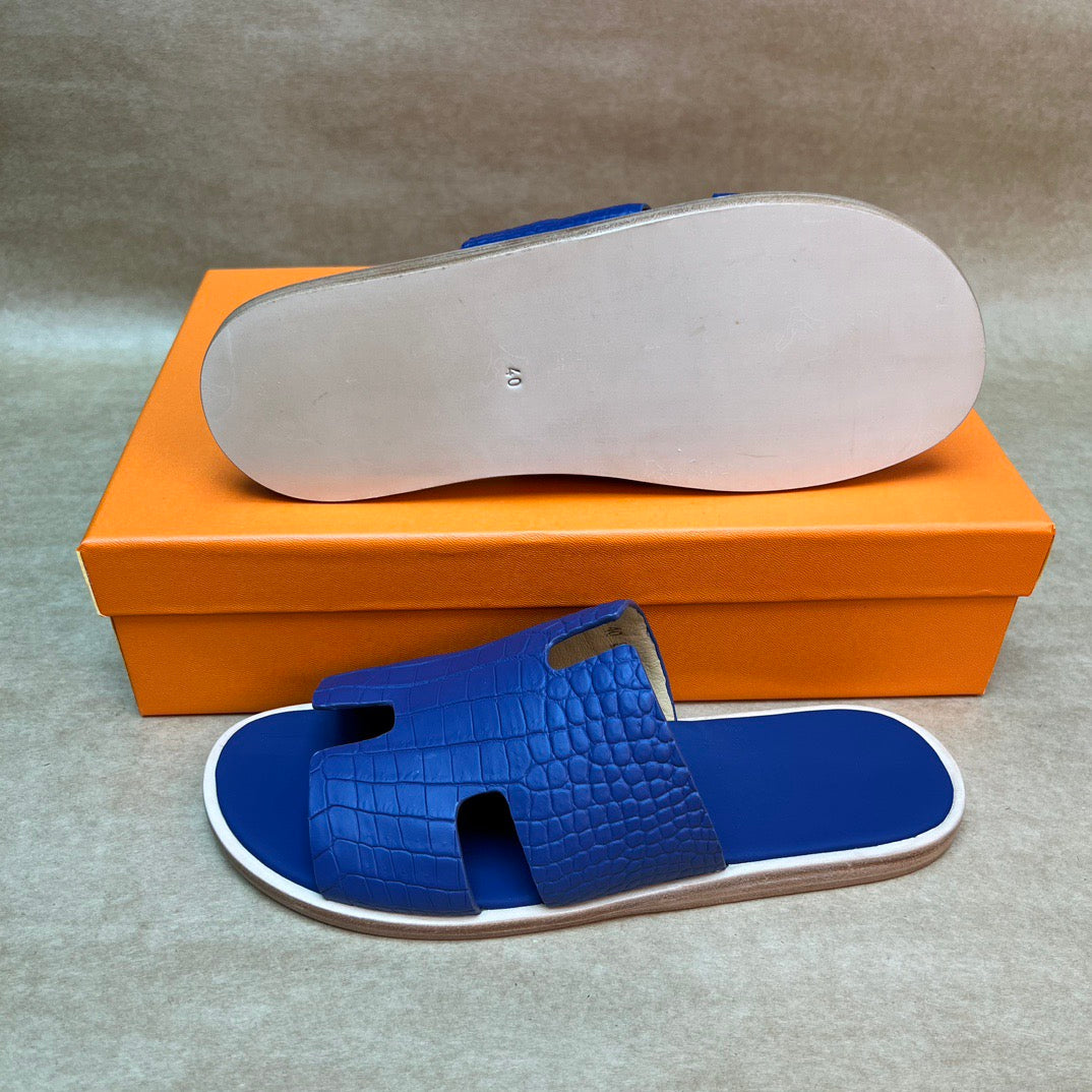 Men's Slippers , Crocodile Skin Leather Slippers