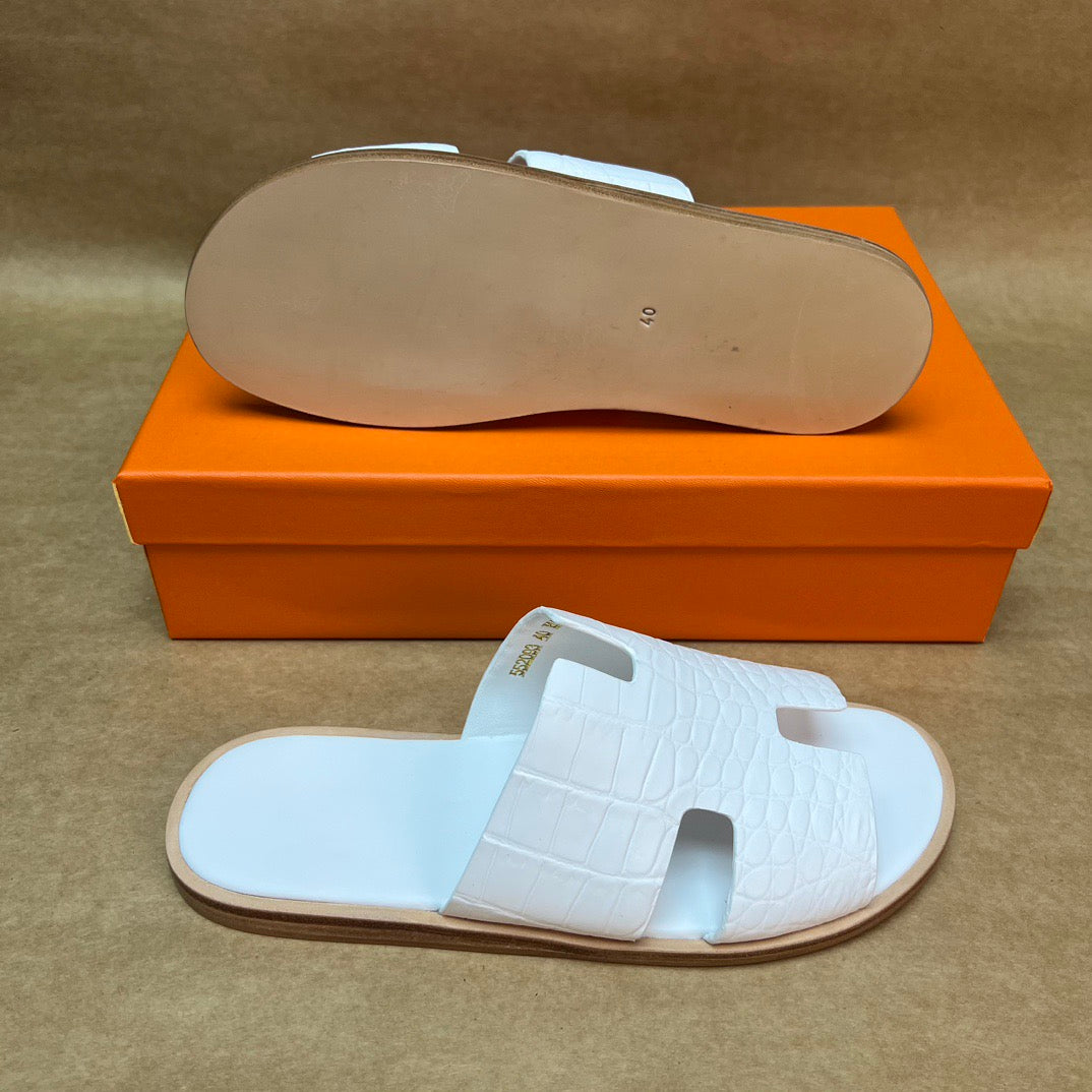 Men's Slippers , Crocodile Skin Leather Slippers