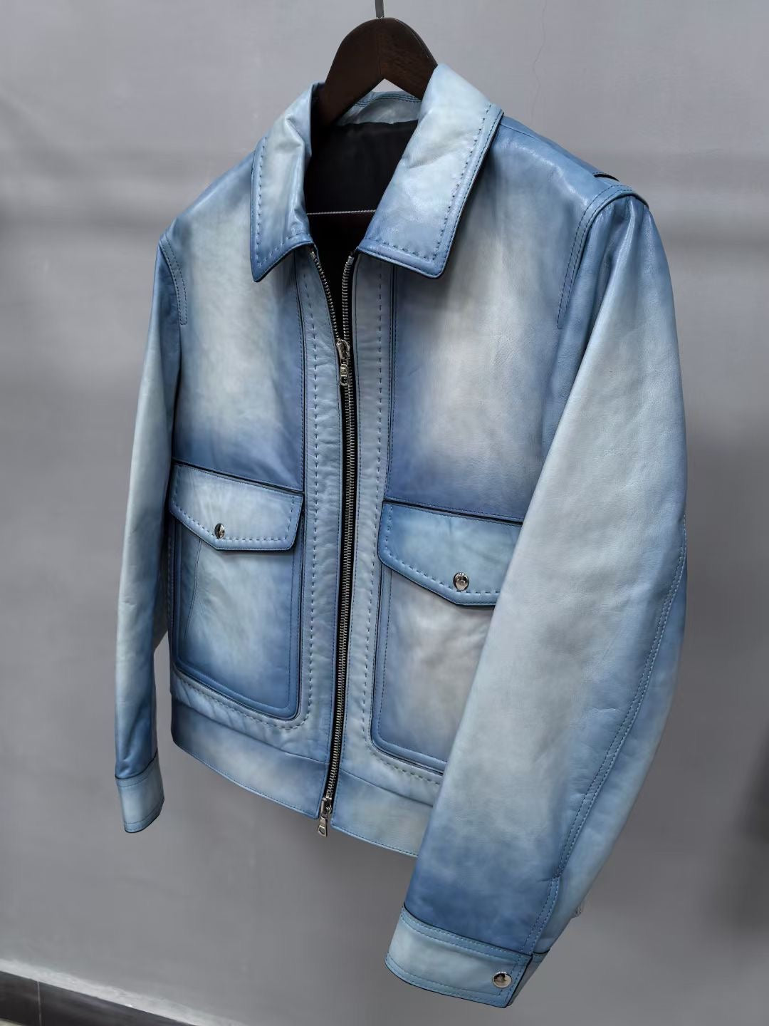 Mens Jackets , Leather Jacket, Vintage Blue Leather Jackets