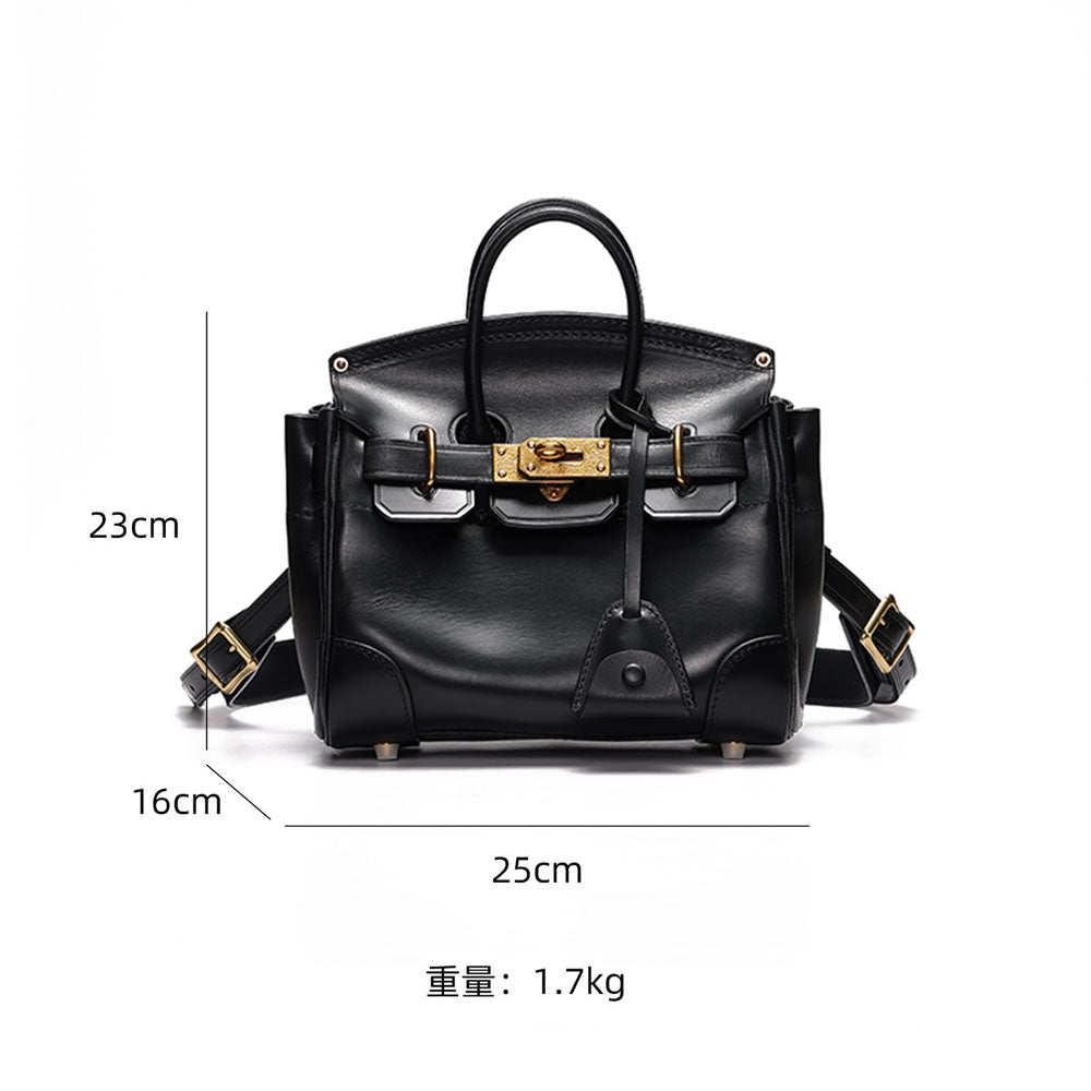 Unisex Vintage Oil Wax Leather Top Handle Bags Three Size