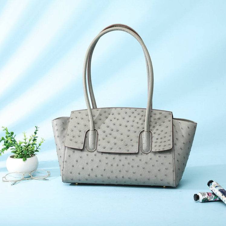 Womens  Ostrich Leather Large Shopper Shopping  Bag