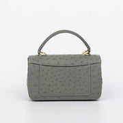 Womens  Ostrich Leather Mini Flap Chain Bag Top Handle Cross Body Handbag