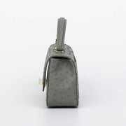 Womens  Ostrich Leather Mini Flap Chain Bag Top Handle Cross Body Handbag