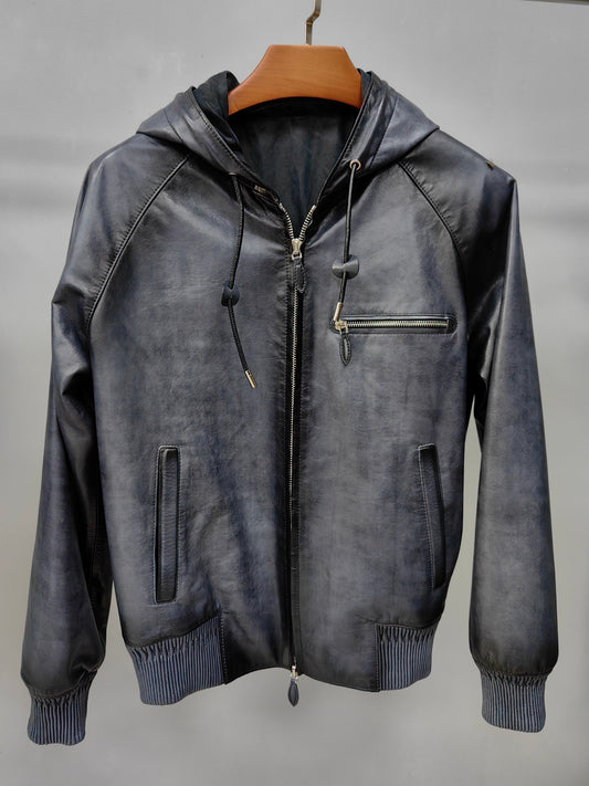 Mens Jackets , Leather Jacket, Vintage Grey Leather Jackets