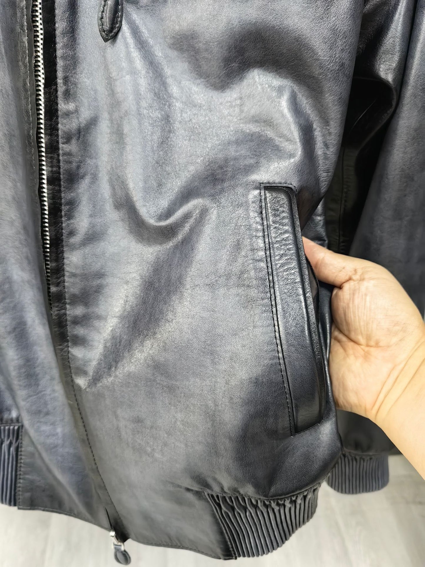 Mens Jackets , Leather Jacket, Vintage Grey Leather Jackets