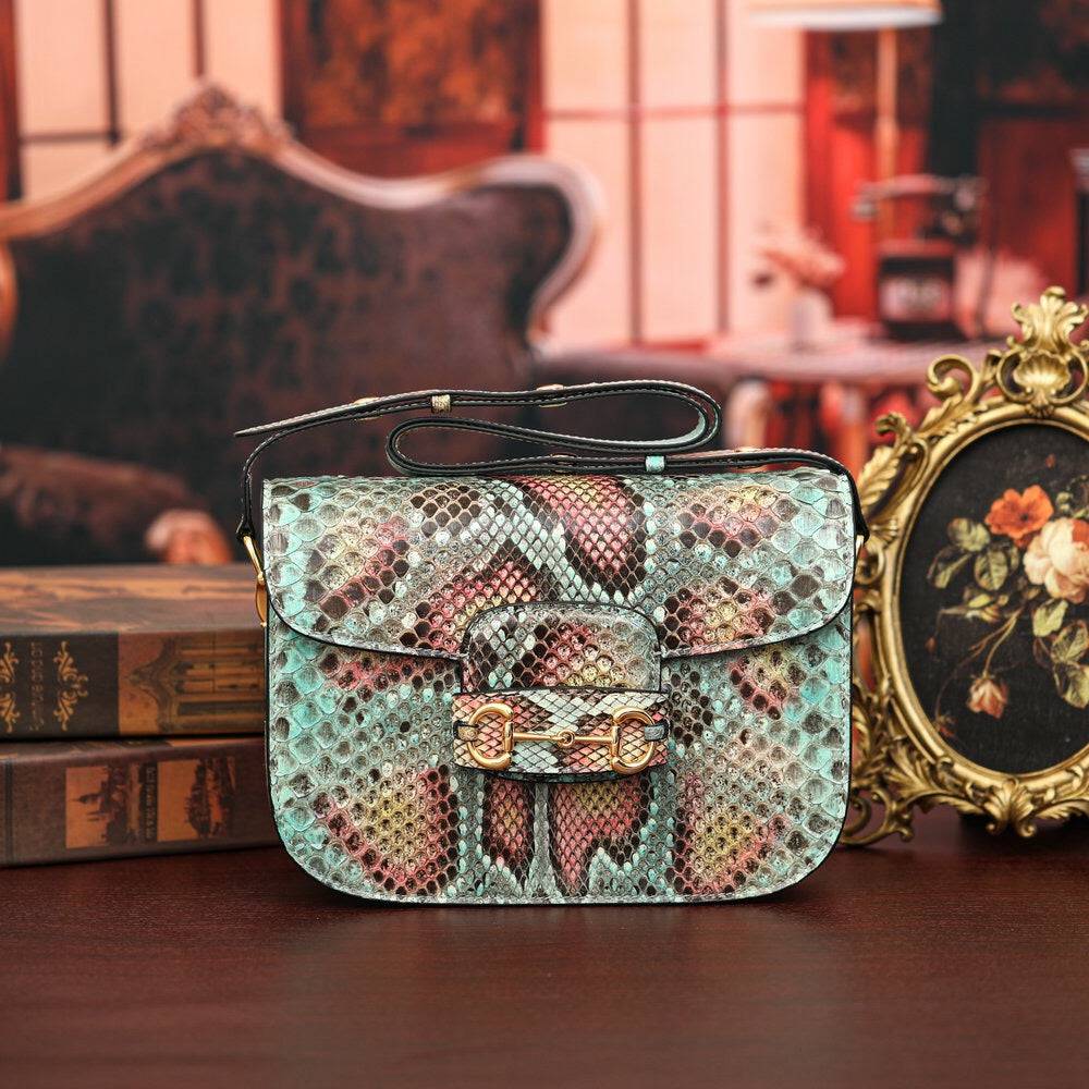 Womens Python Leather  Cross Body Shoulder Bag