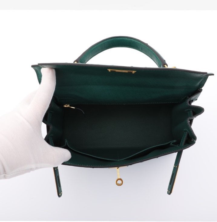 Genuine Ostrich Skin Leather Flap Tote  Bags