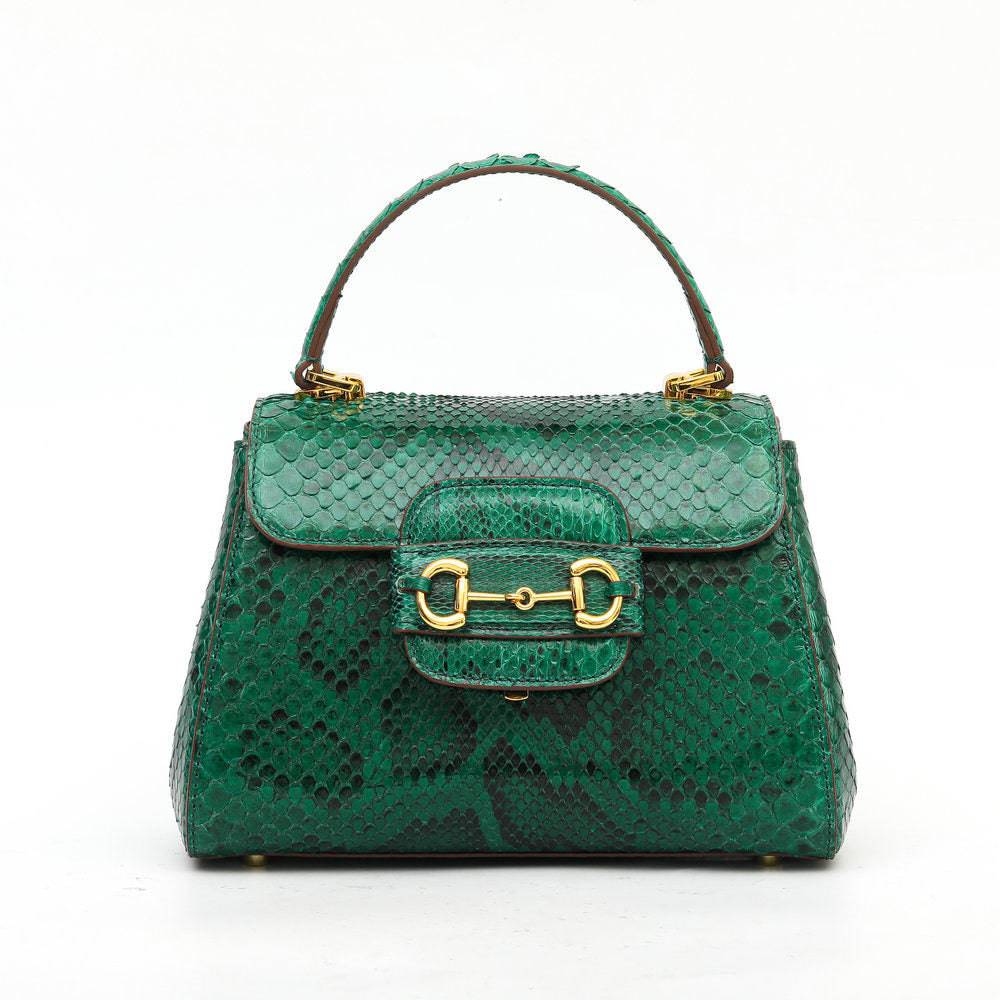 Womens Python Leather Mini Top Handle Cross Body Bag