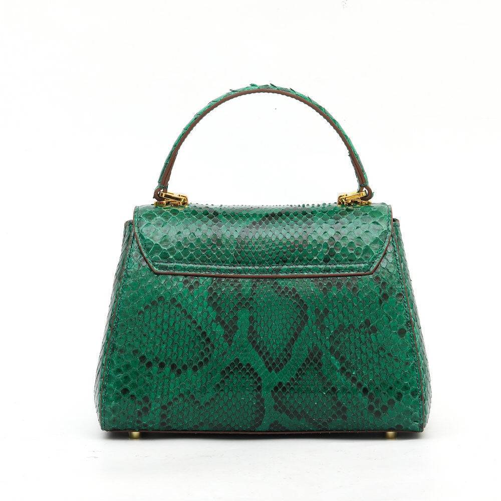 Womens Python Leather Mini Top Handle Cross Body Bag