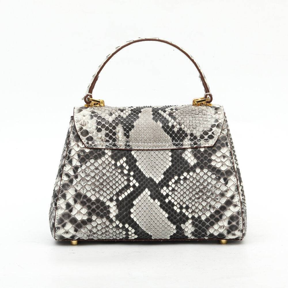 Womens Python Leather Mini Top Handle Cross Body Bag