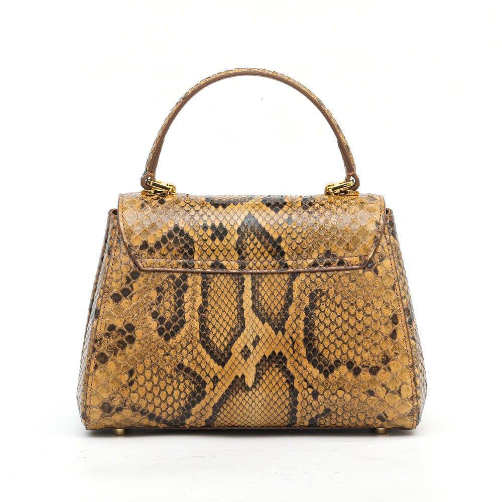 Womens Python Leather Mini Top Handle Cross Body Bag