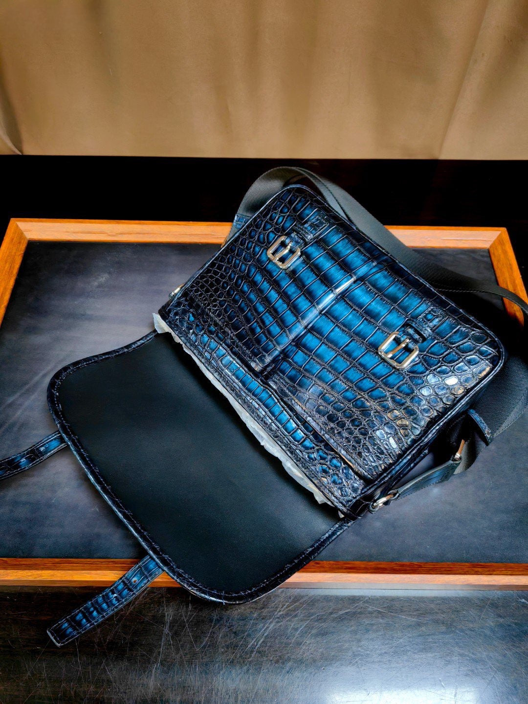 Vintage Crocodile Leather Postman Bag