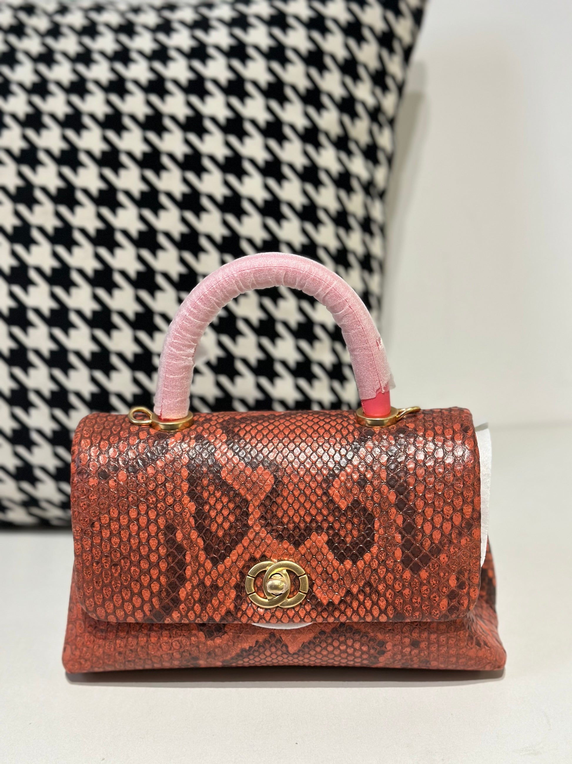 Genuine Python Skin Leather Top Handle Cross Body Bags