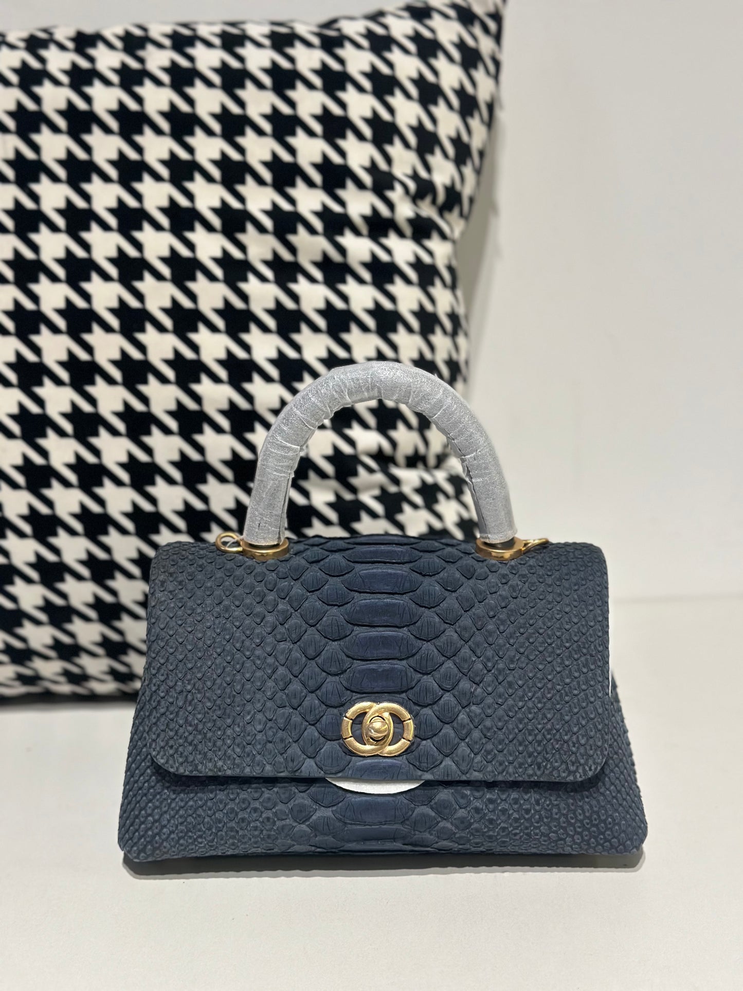 Genuine Python Skin Leather Top Handle Cross Body Bags