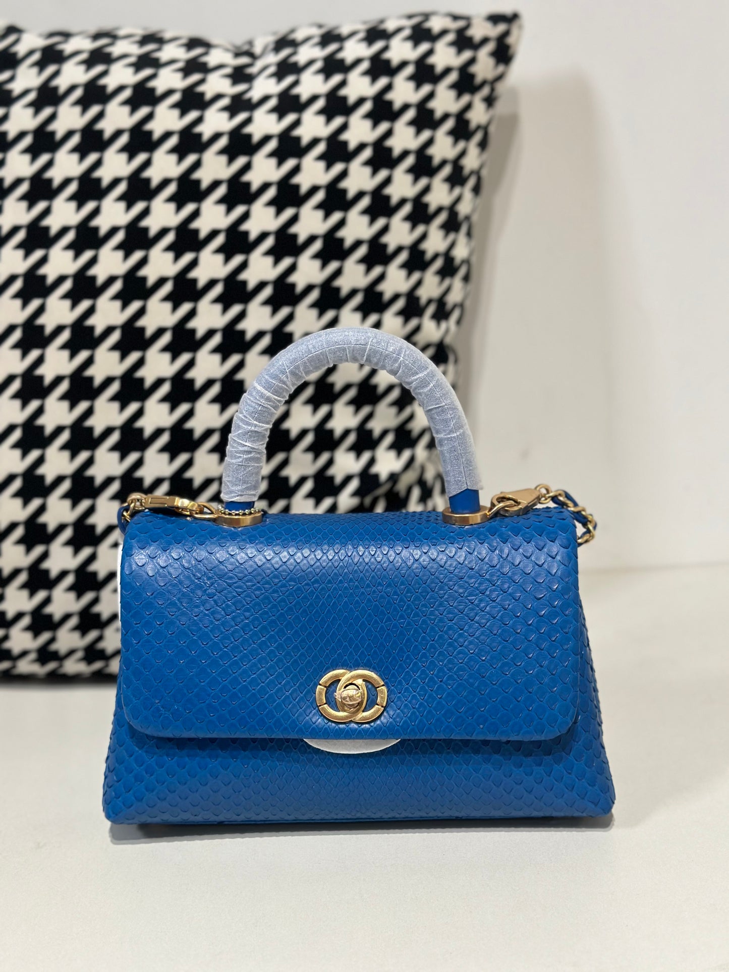 Genuine Python Skin Leather Top Handle Cross Body Bags