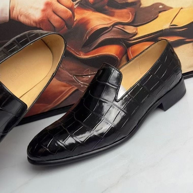 Crocodile Loafers ,  Genuine Crocodile Leather Slip On Loafer Shoes Black