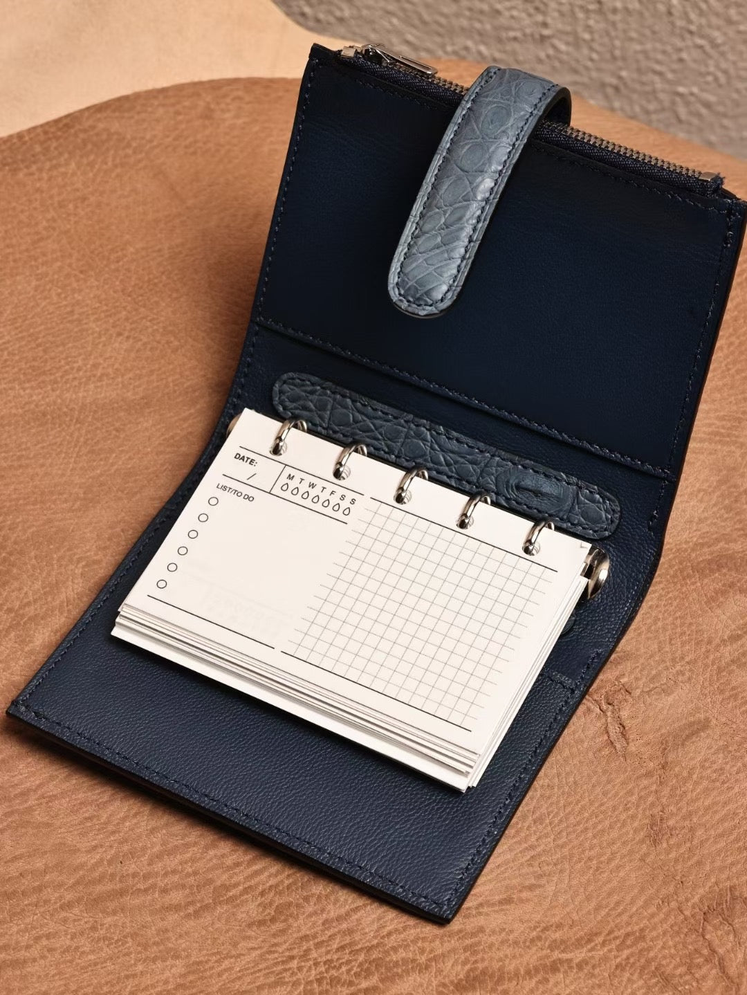 Genuine Crocodile Leather Binder Notebook Himalayan & Vintage Blue