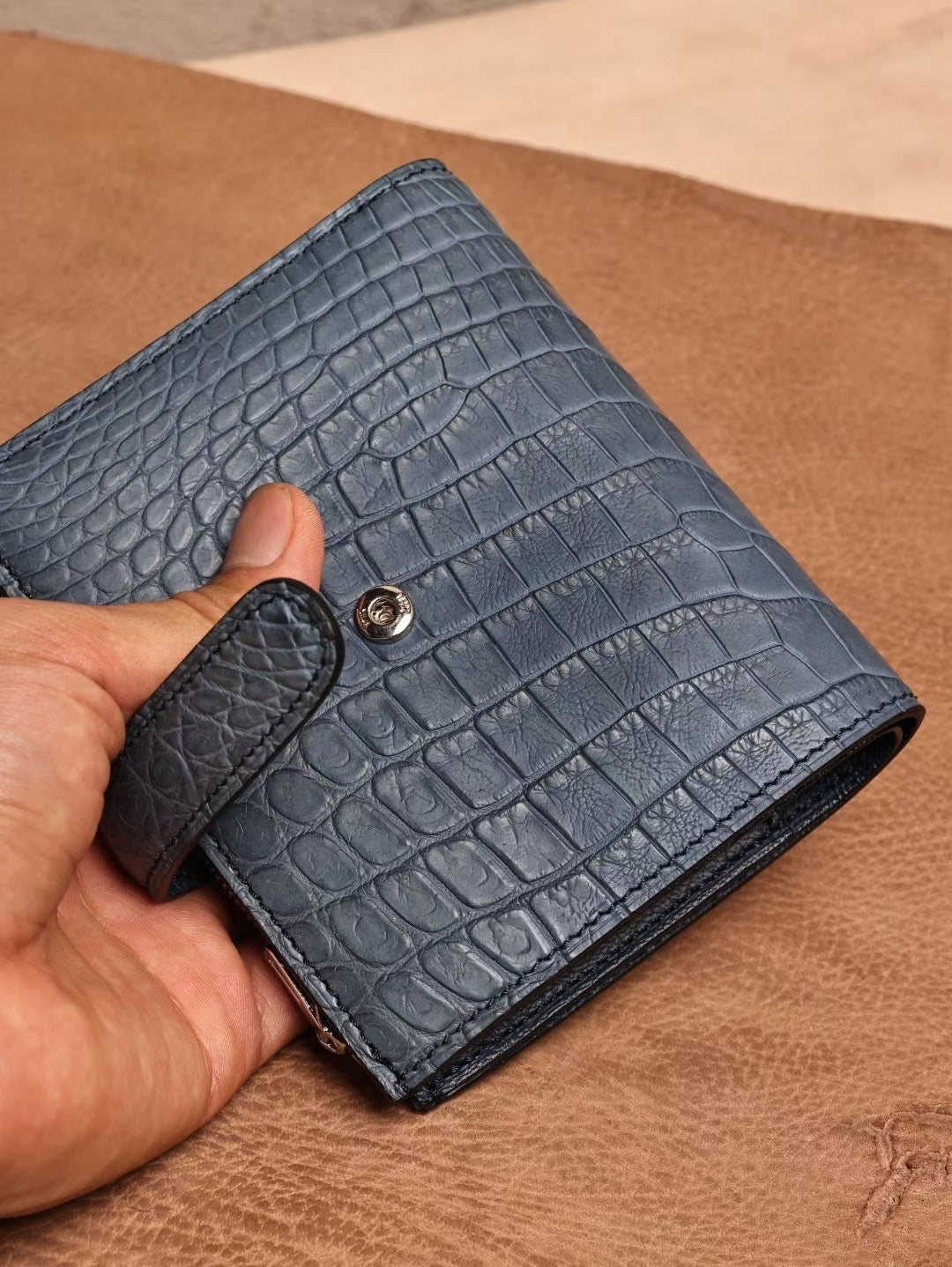 Genuine Crocodile Leather Binder Notebook Himalayan & Vintage Blue