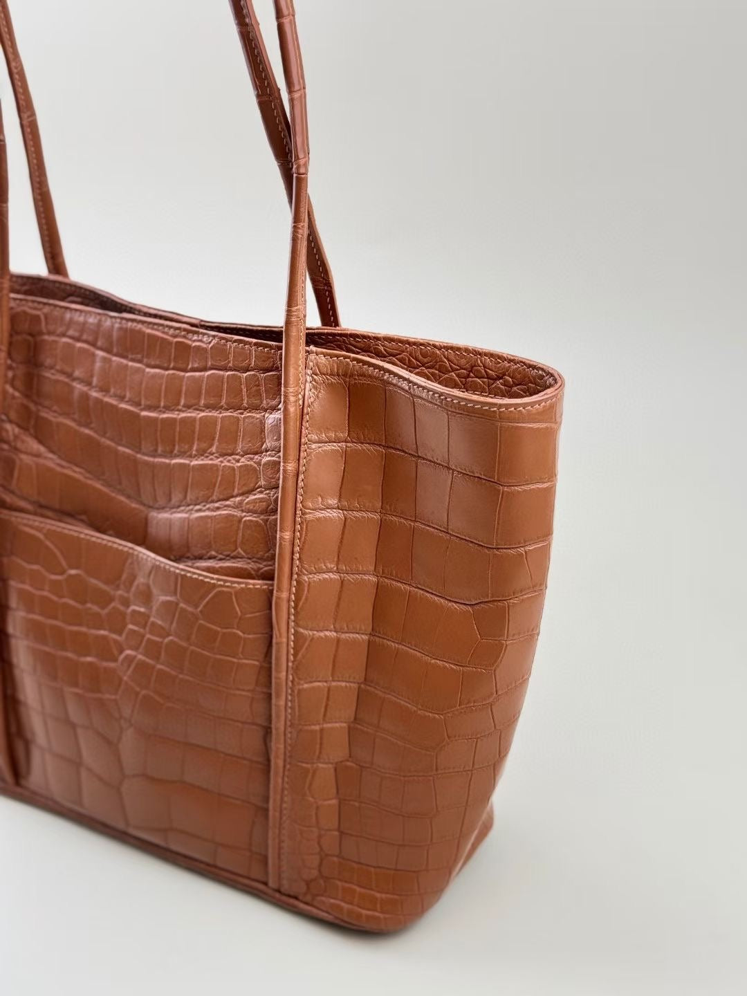 Genuine Crocodile Skin Leather Large Shopper Tote Bag