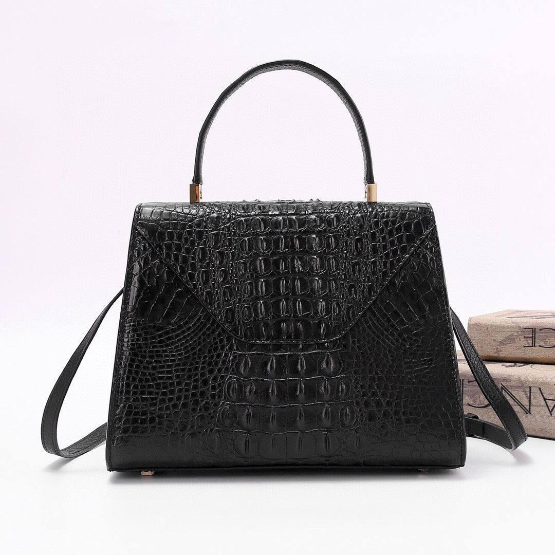 Genuine Crocodile Skin Bone Leather Top Handle Bags