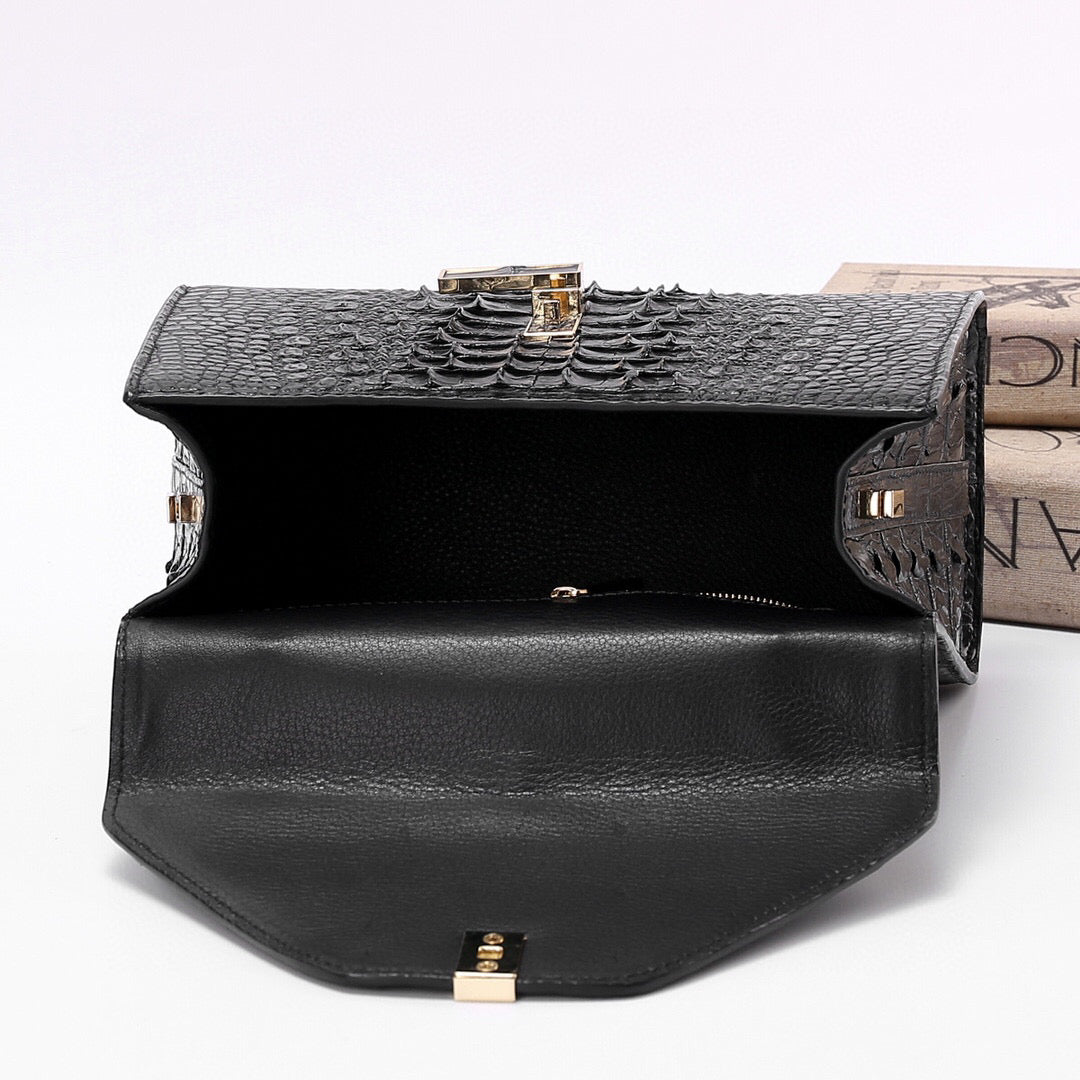 Genuine Crocodile Skin Bone Leather Top Handle Bags