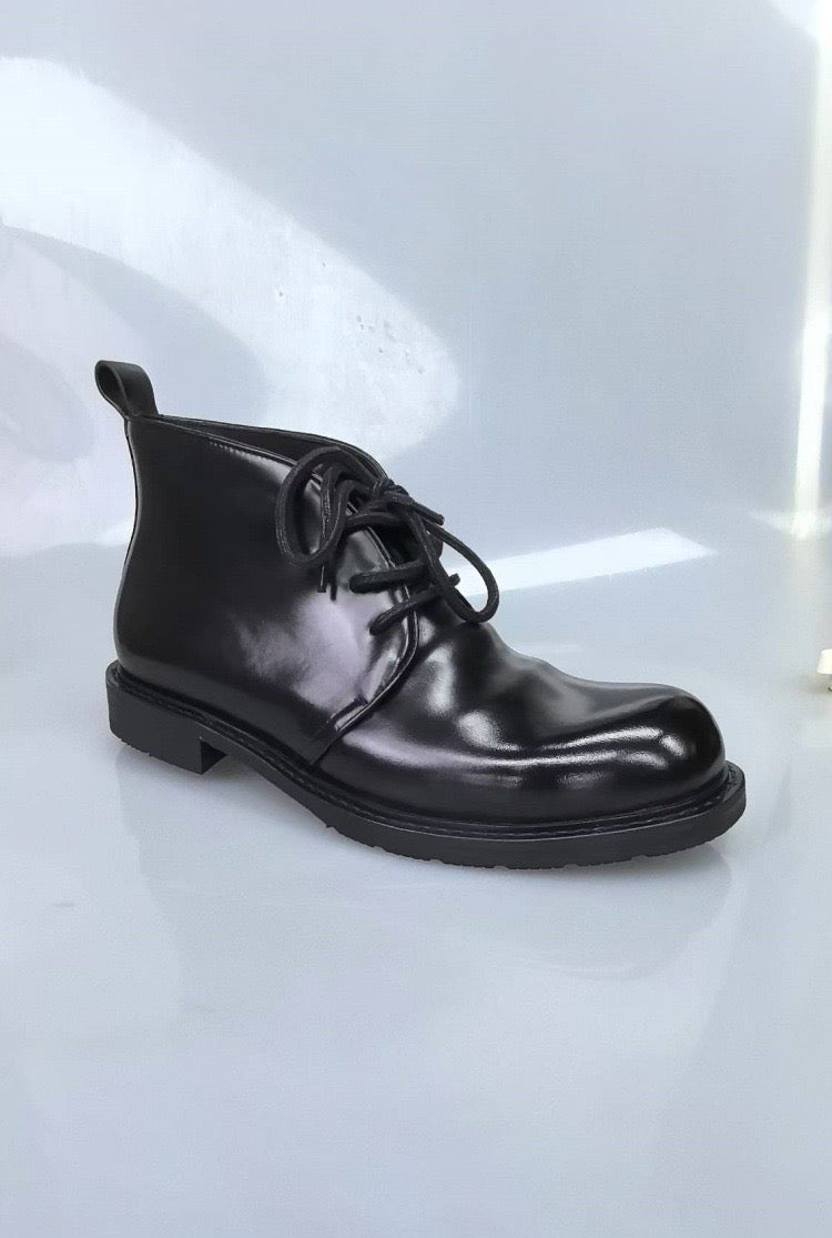 Genuine Shell Cordovan Leather Short Lace Up Martin Boots