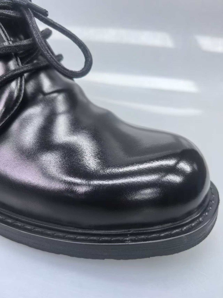 Genuine Shell Cordovan Leather Short Lace Up Martin Boots