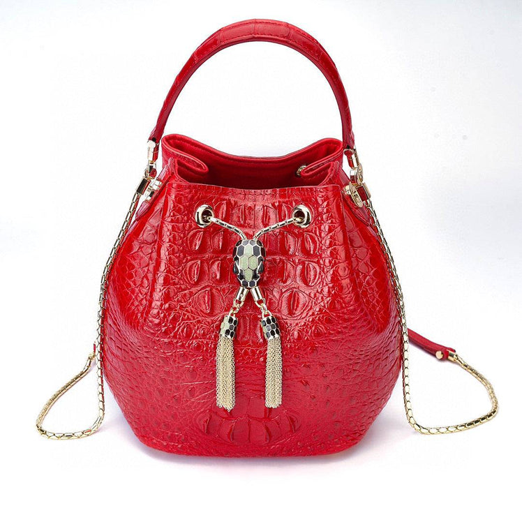 Genuine Crocodile Leather Backet Bag
