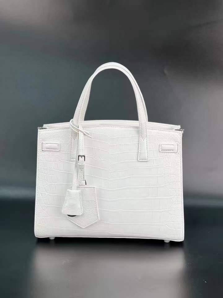 Womens Matt White Crocodile Leather Tote Bag