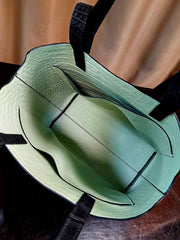 Nubuck Crocodile Leather Shopper Tote Bag