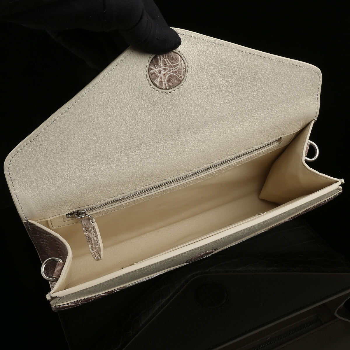 Himalayan White Crocodile Leather Clutch Shoulder Bag