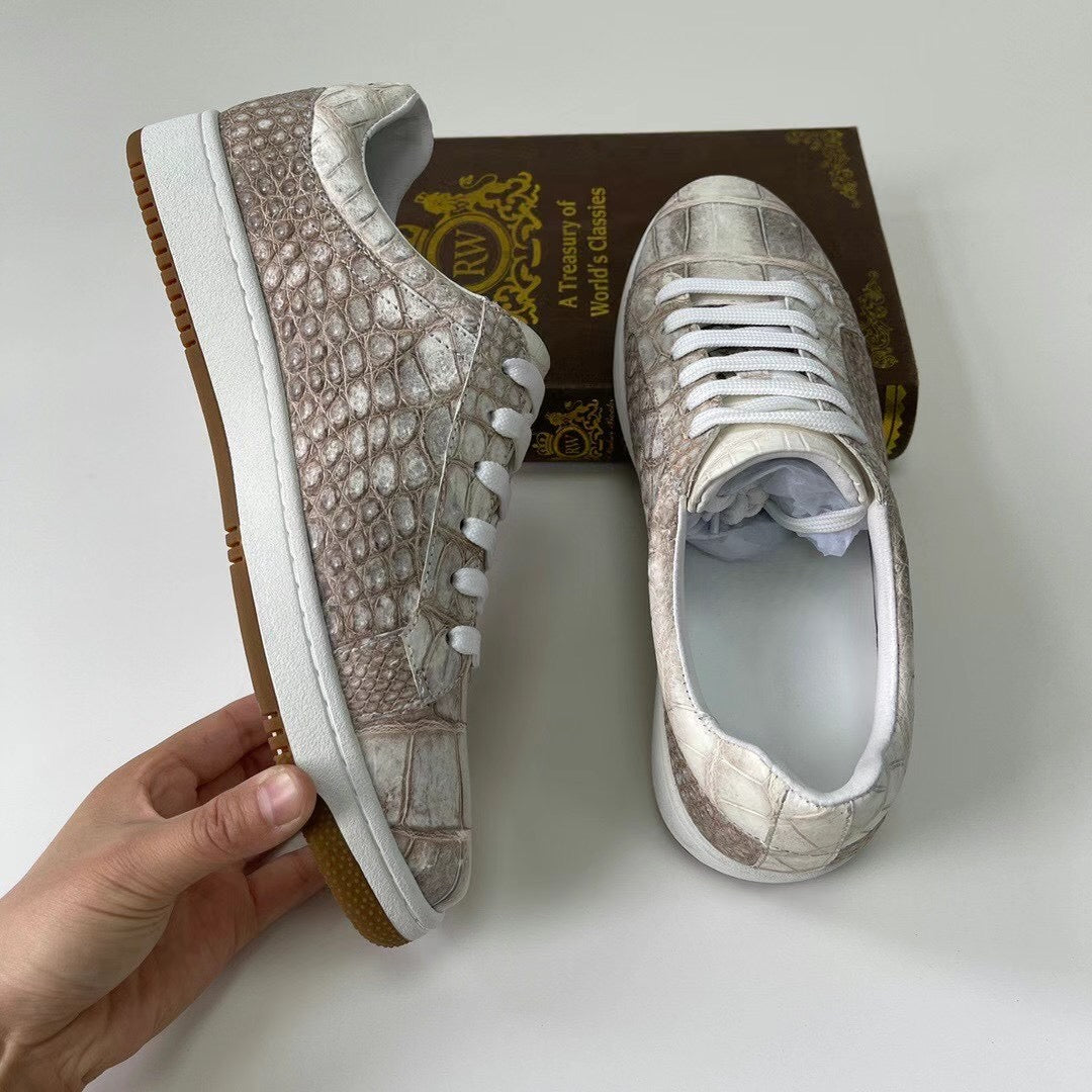 Giày bốt cổ thấp da cá sấu nam phong cách thường ngày