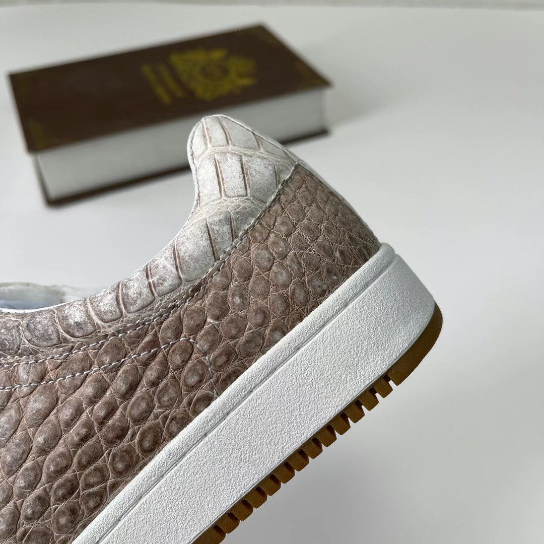 Giày bốt cổ thấp da cá sấu nam phong cách thường ngày