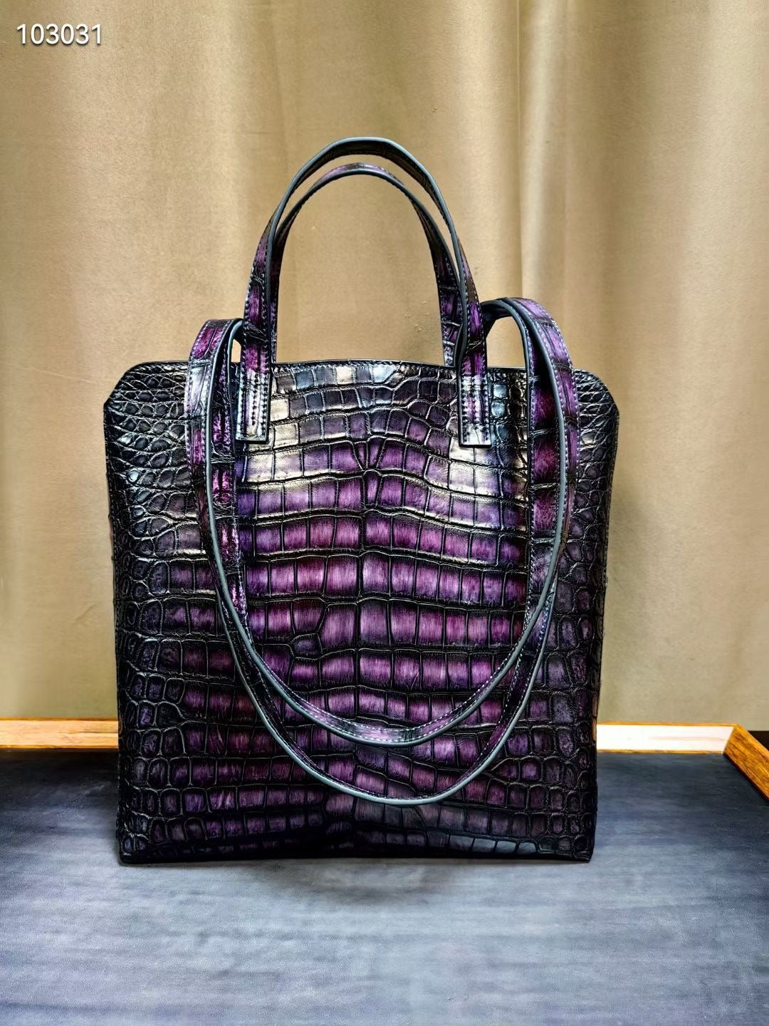 Vintage Crocodile Leather Laptop Business Shopper Bag