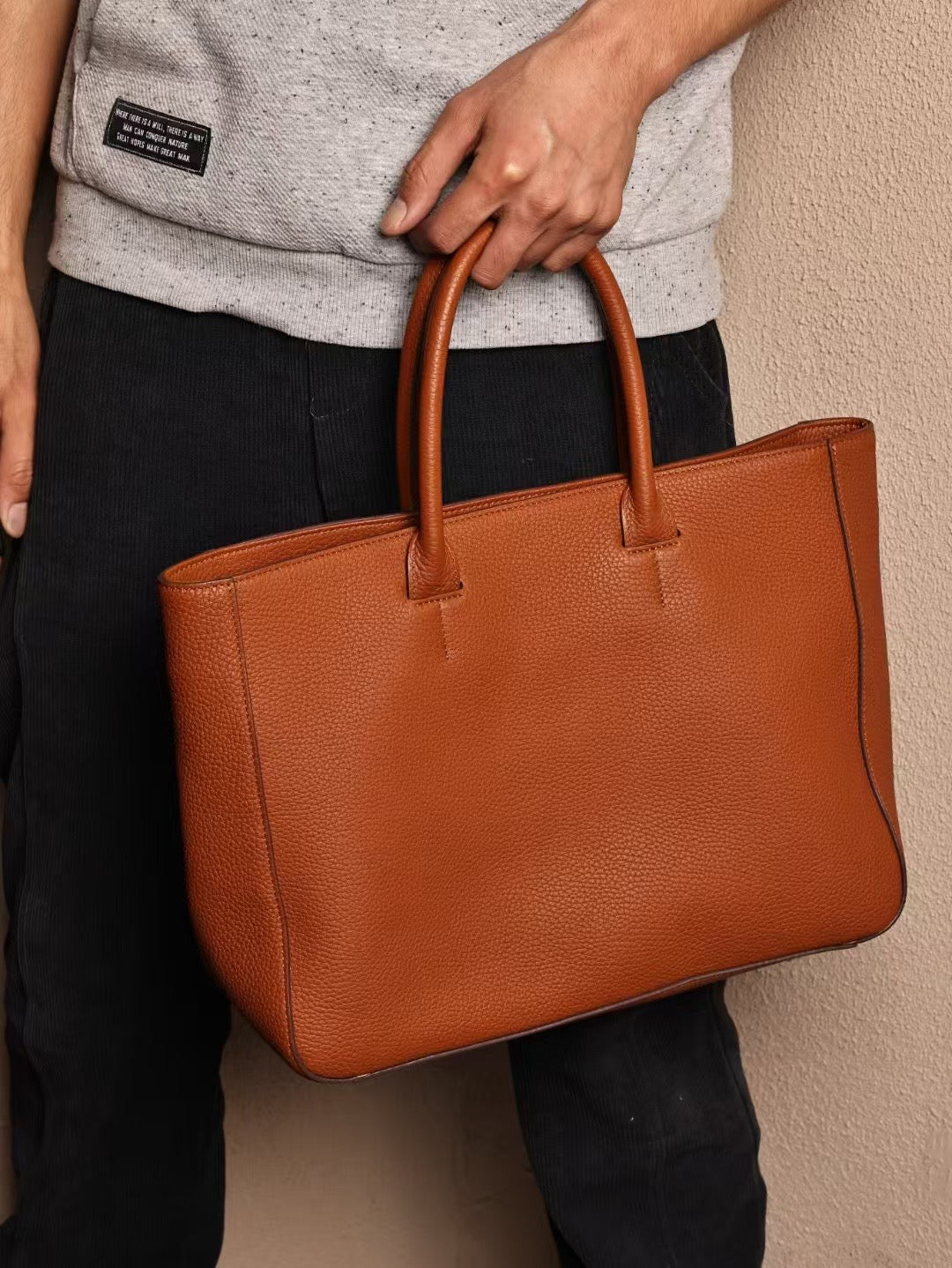 Leather Large Tote Cross Body Bag