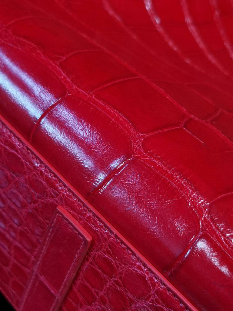 Crocodile Leather Large Shopper Tote Bag