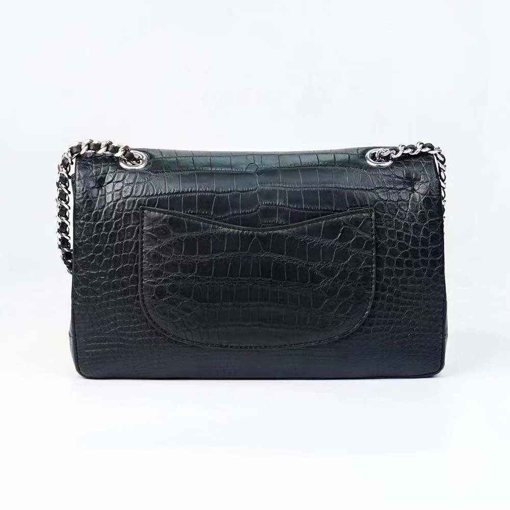 Crocodile Leather Double Flap Chain Shoulder Bag