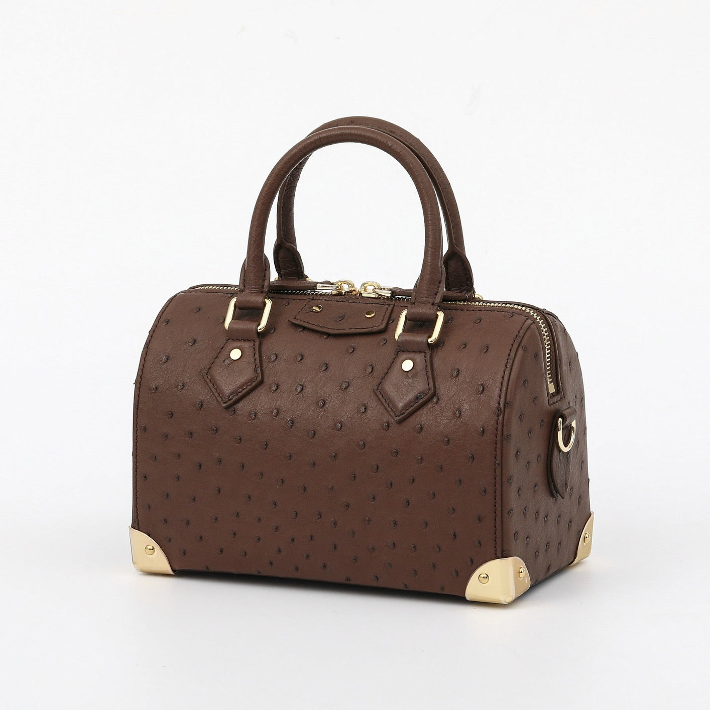 Womens Genuine Ostrich Skin Leathe Top Handle Pillow Bag