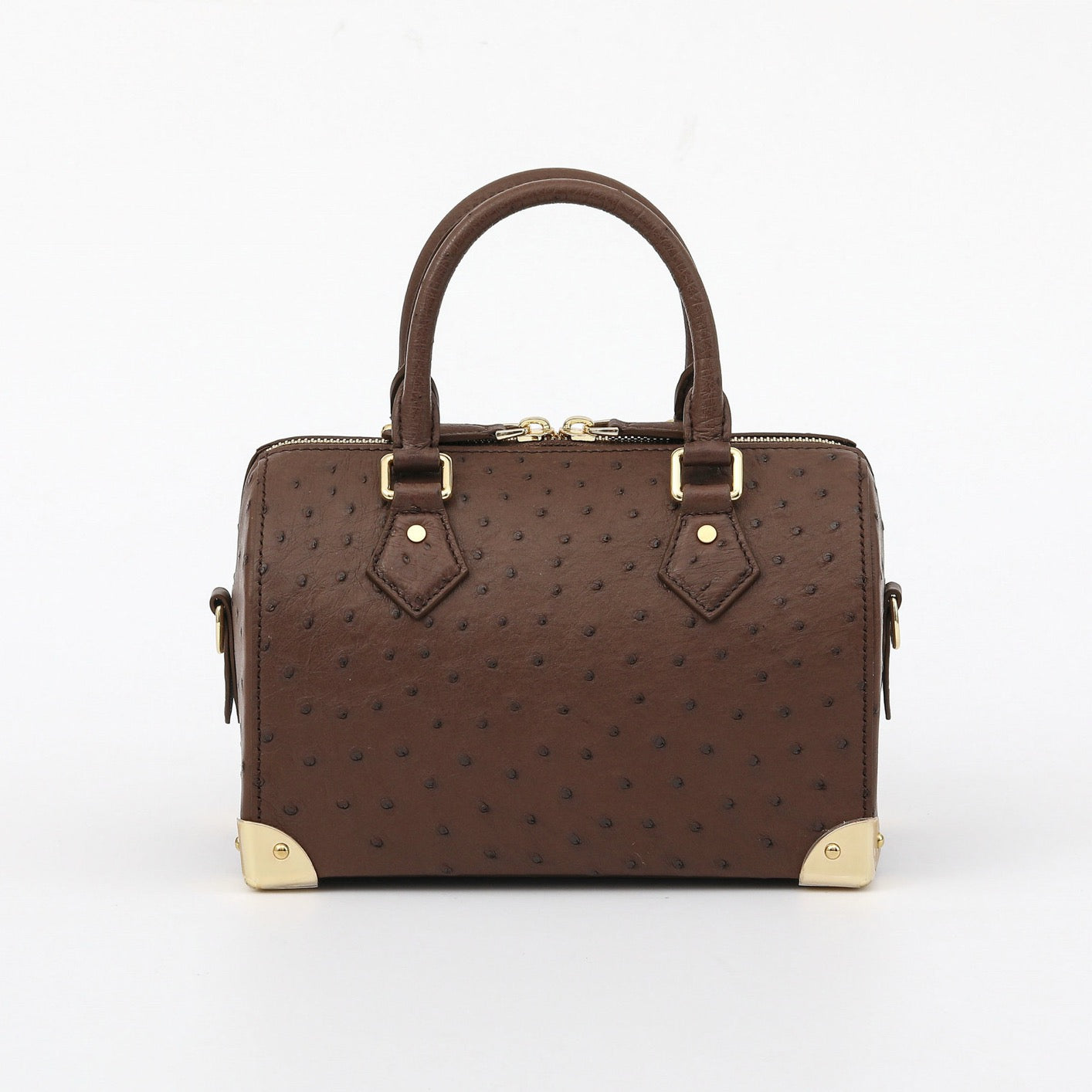 Womens Genuine Ostrich Skin Leathe Top Handle Pillow Bag