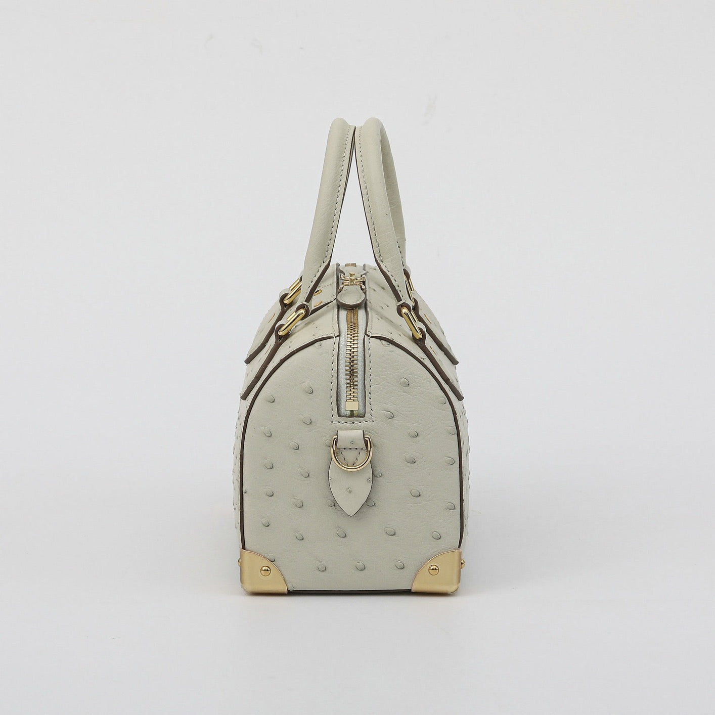 Womens Genuine Ostrich Skin Leathe Top Handle Pillow Bag